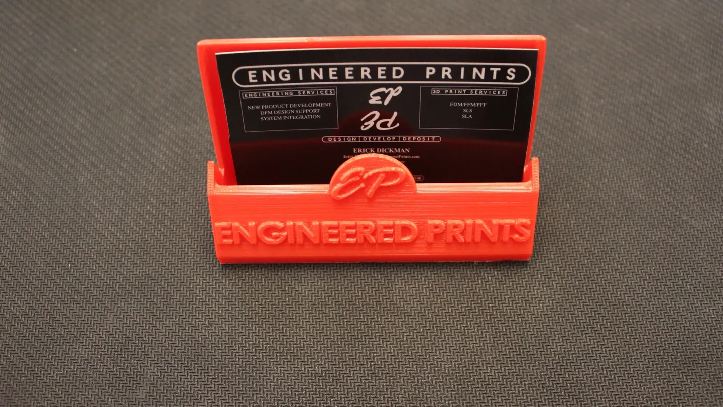 Engineered Prints' own branded business-card holder