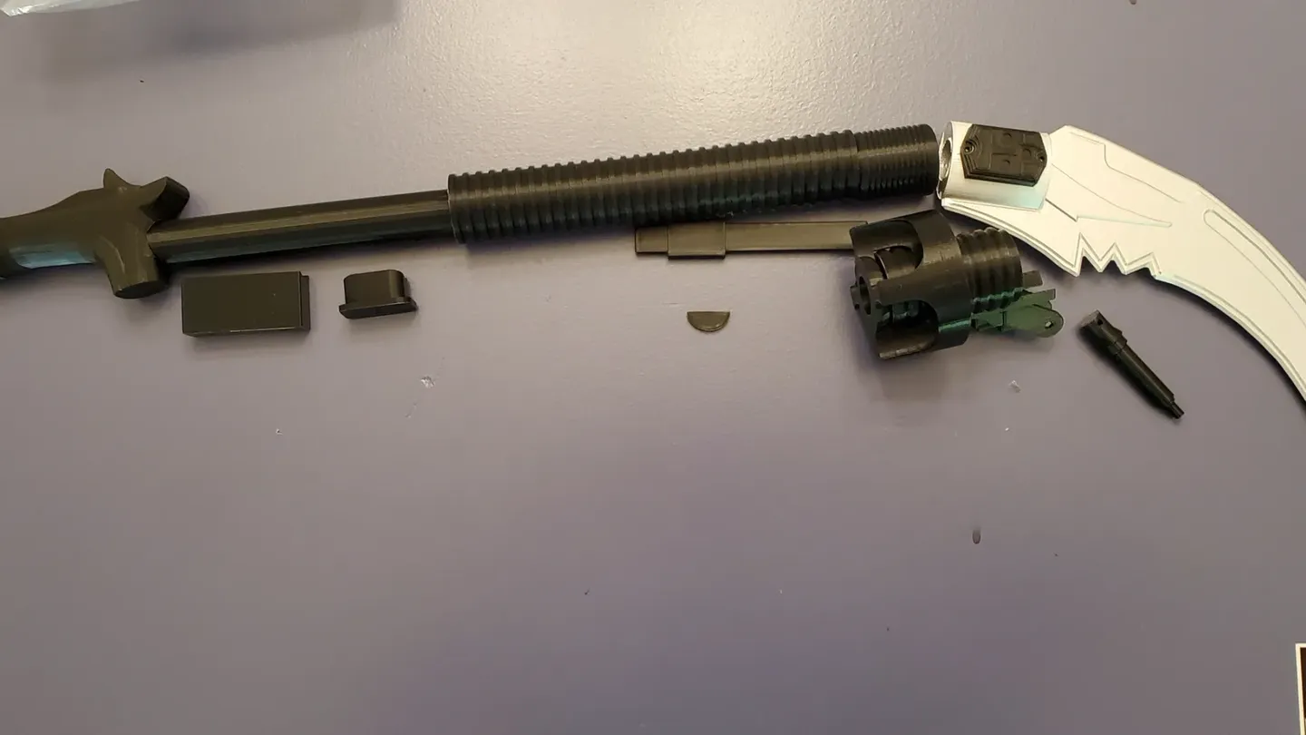 A multi-piece cosplay prop assembly