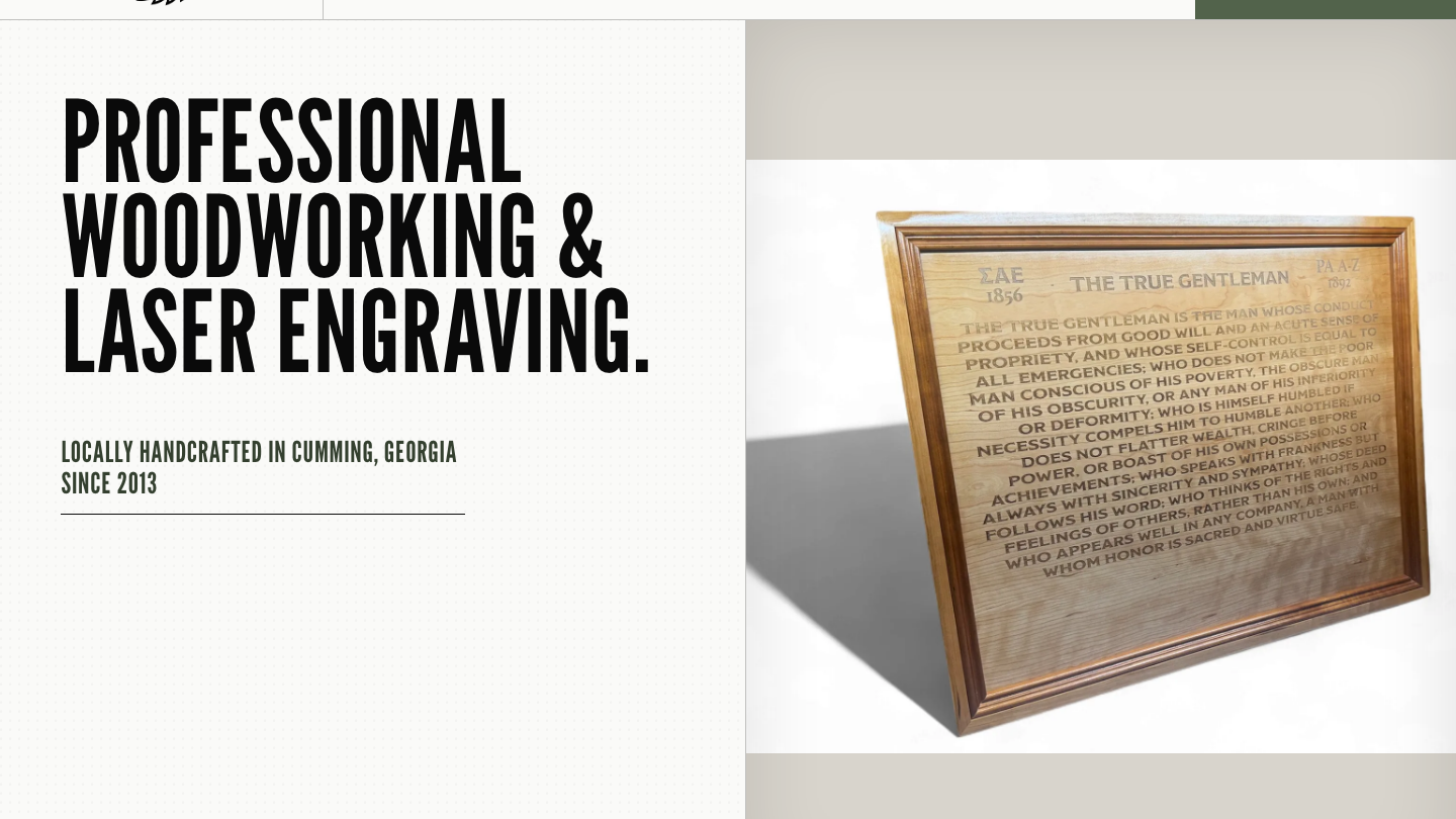 Crown Mountain Woodworking website homepage