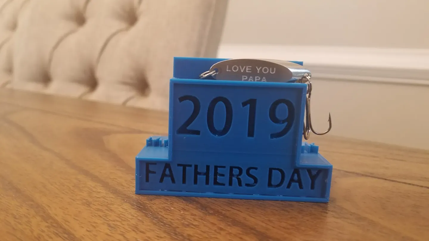 A personalized Father's Day keepsake with an engraved fishing lure